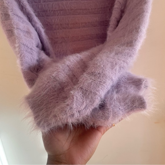 Dolls kill (Cotton candy LA) fuzzy lavender cropped sweater - Picture 5 of 5